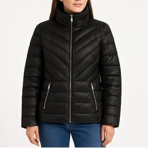 Kenneth Cole Black Quilted Puffer Coat Small Classic